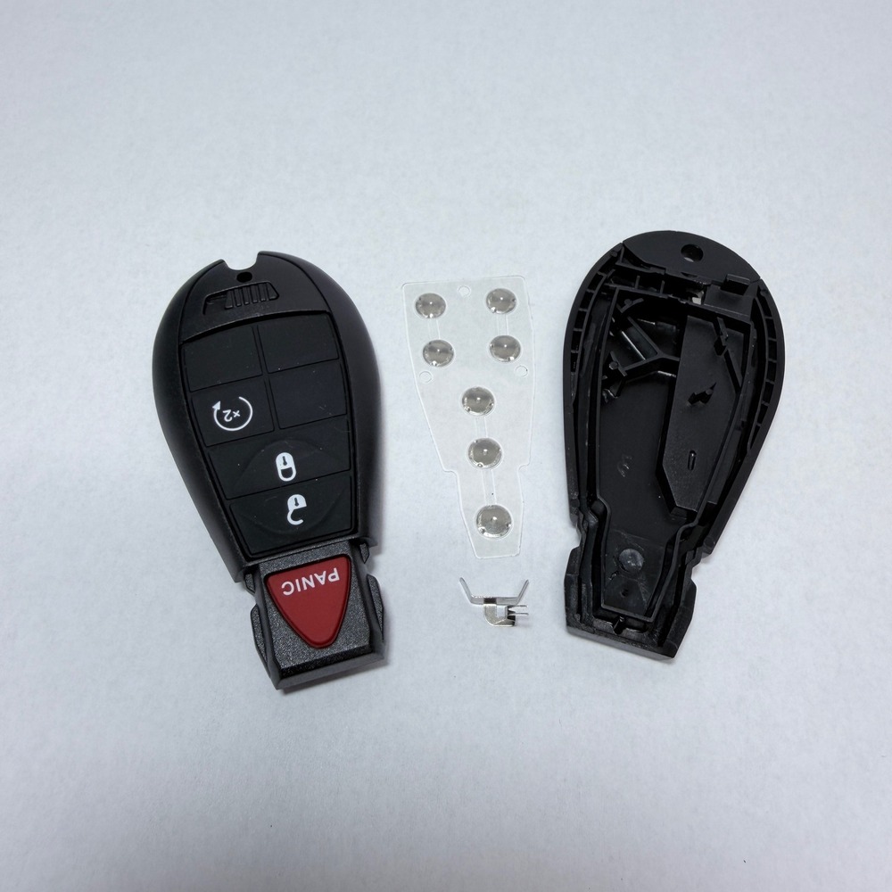 Chrysler Dodge Jeep 5 Button Key Fob Shell Case Replacement with Uncut Key Black